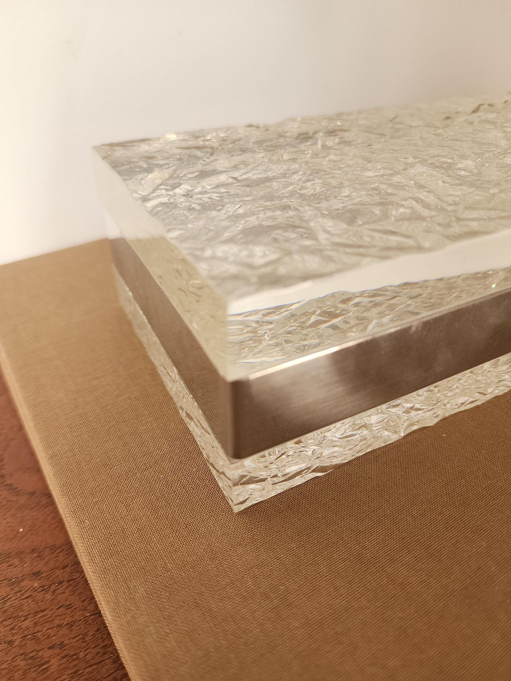 Willy Rizzo Style Lucite Ice Box, Mid Century Modern Lucite Chrome Decorative Box, Hollywood Regency Jewelry Box, Vintage Modernist Desk Box