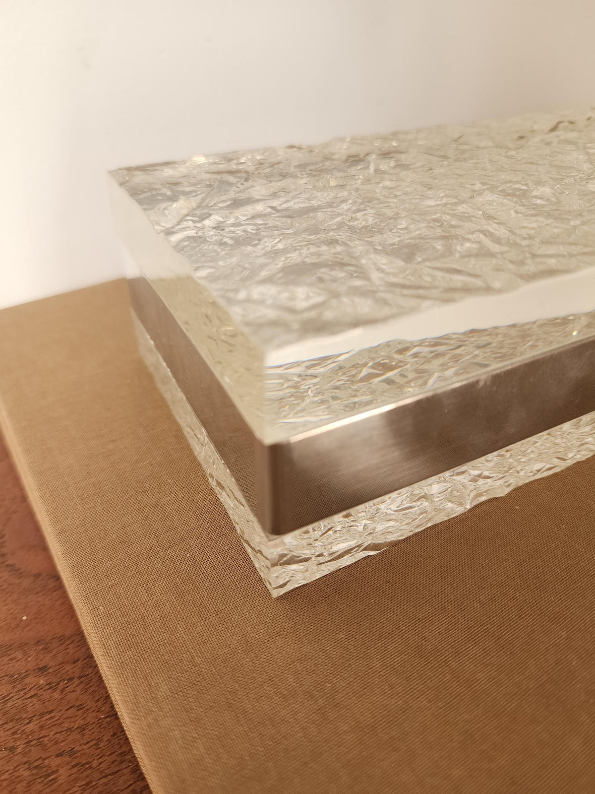 Willy Rizzo Style Lucite Ice Box, Mid Century Modern Lucite Chrome Decorative Box, Hollywood Regency Jewelry Box, Vintage Modernist Desk Box