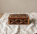 Vintage Hand Carved Geometric Wood Box