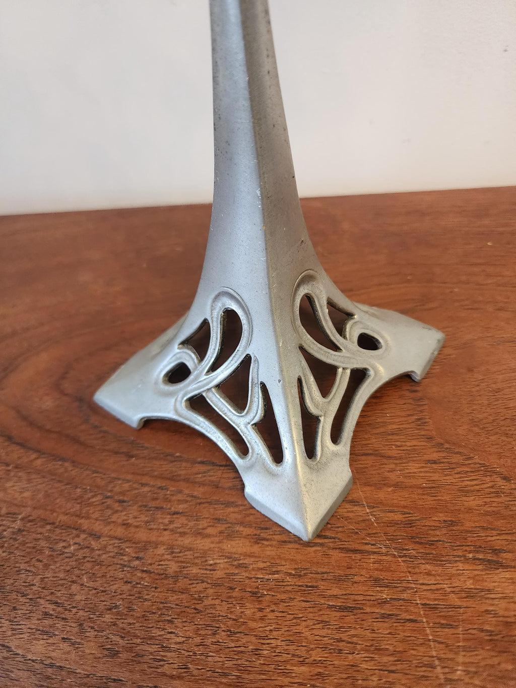 Pair Art Nouveau Pewter Candelabra Candle Holders, Vintage Two Arm Candlesticks Set, Decorative Gothic Revival Table Candle Holders