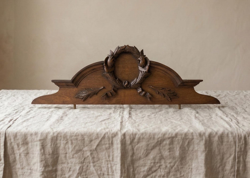 Vintage Carved Wood Furniture Pediment Crest