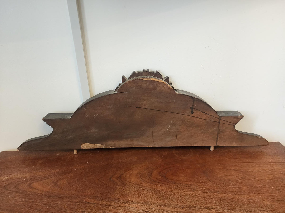 Vintage Carved Wood Furniture Pediment Crest, French Style Architectural Applique, Ornate Laurel Wreath Furniture Topper Decor