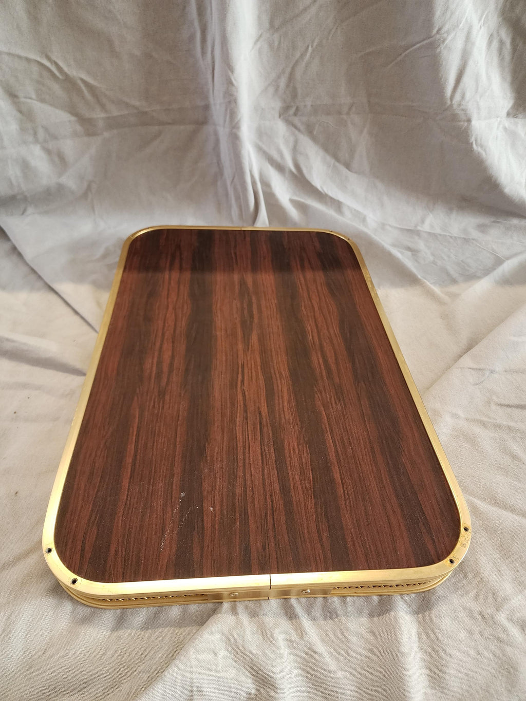 Vintage Gold Gallery Tray, Hollywood Regency Serving Tray, Faux Wood Brass Vanity Tray, Bar Cart Coffee Table Decor