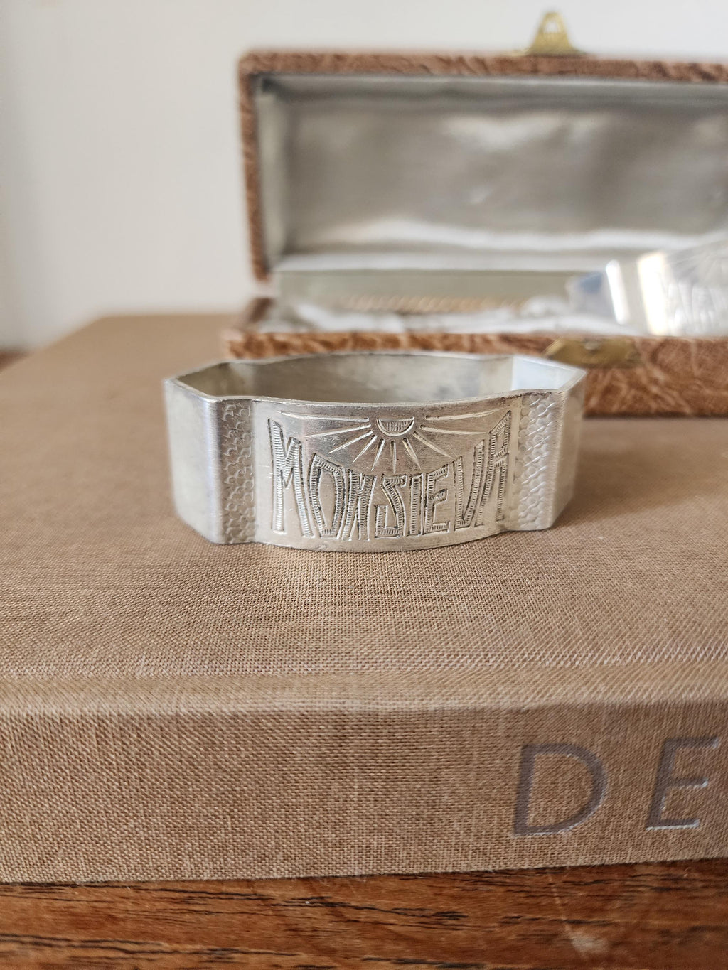 Vintage Monsieur Madame Napkin Rings with Box, French Silver Tone Napkin Holders Set, Romantic Table Setting, Wedding Table Decor