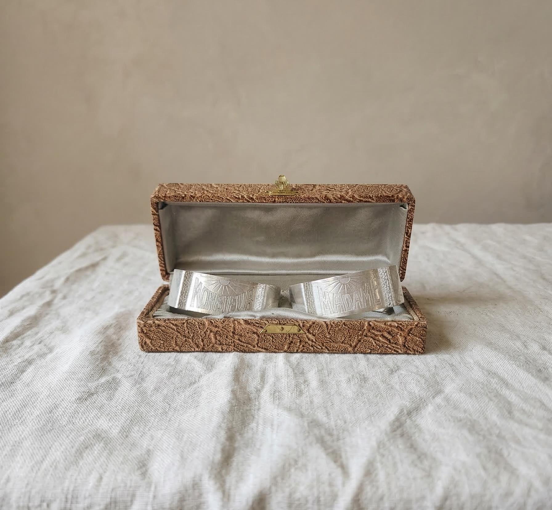 Vintage Monsieur Madame Napkin Rings with Box