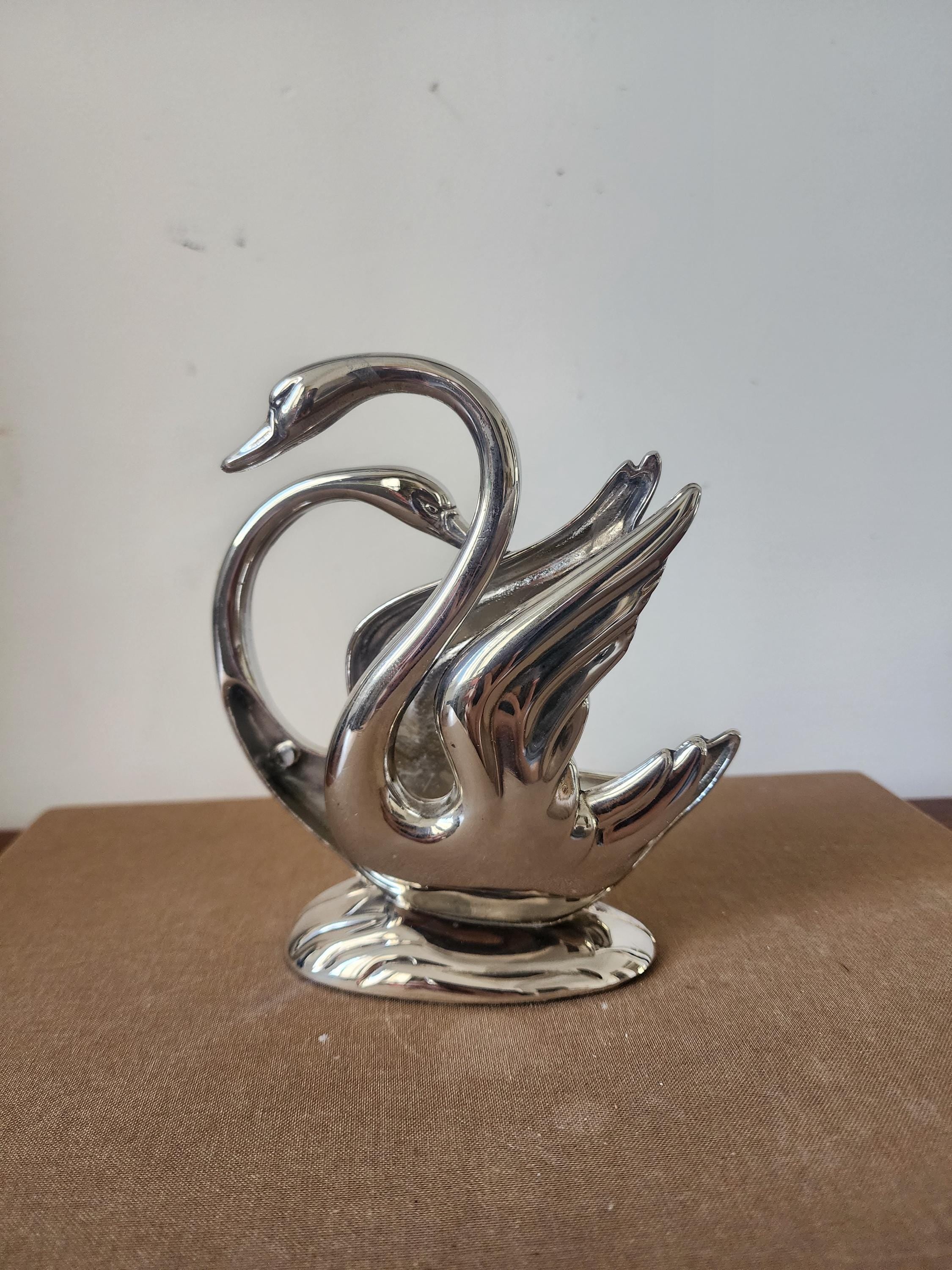 Vintage French Swan Letter Holder, Silver Swan Desk Organizer, Mid Century Desk Letter Rack, Swan Mail Holder Desk Decor