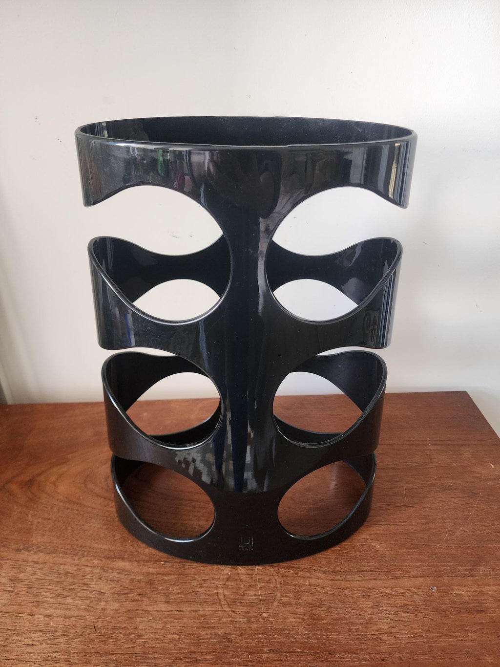 Vintage Umbra Black Plastic Wine Rack, Mid Century Modern Bottle Holder, Space Age Wine Storage, Sculptural Barware Rack