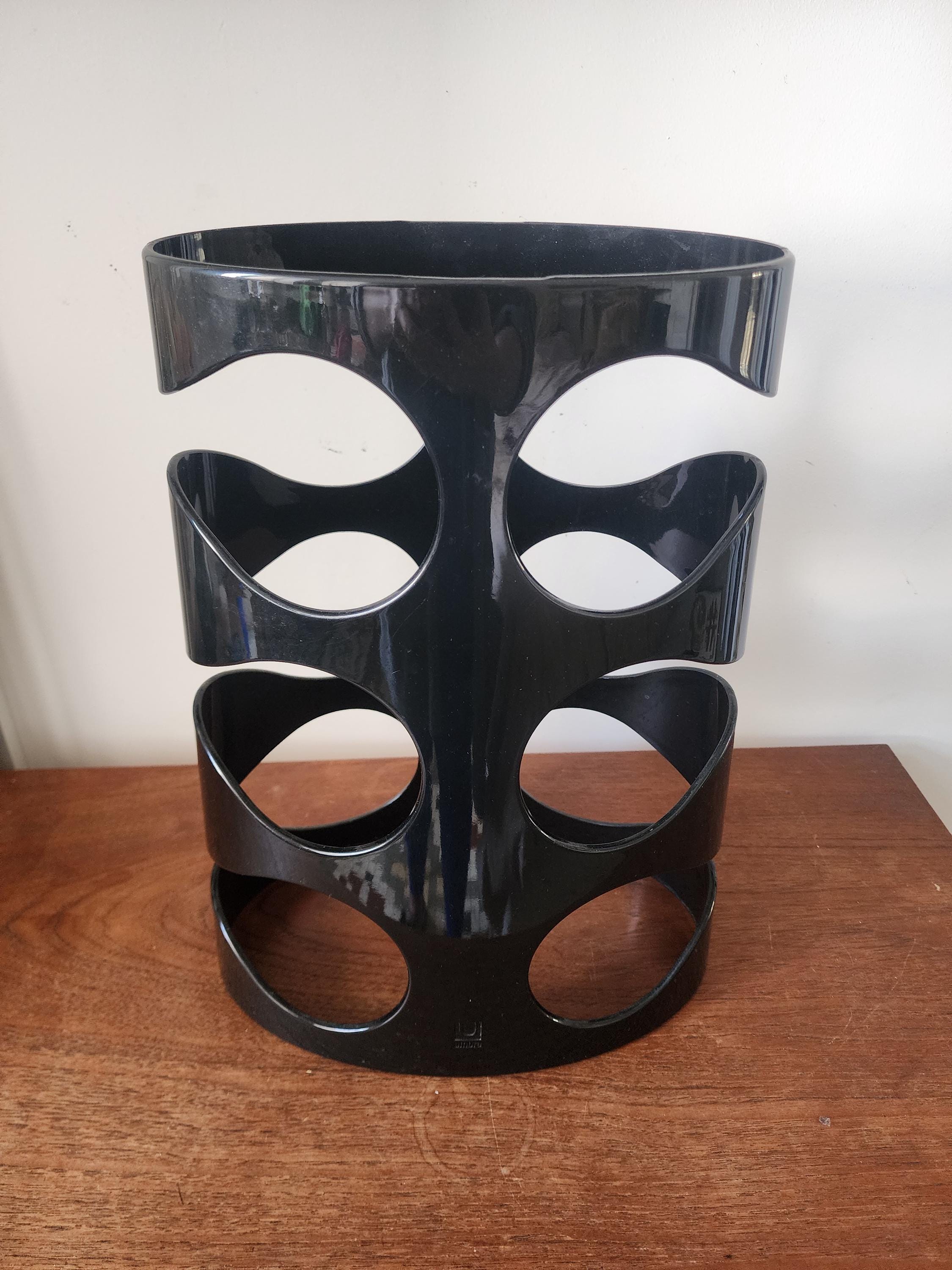 Vintage Umbra Black Plastic Wine Rack, Mid Century Modern Bottle Holder, Space Age Wine Storage, Sculptural Barware Rack