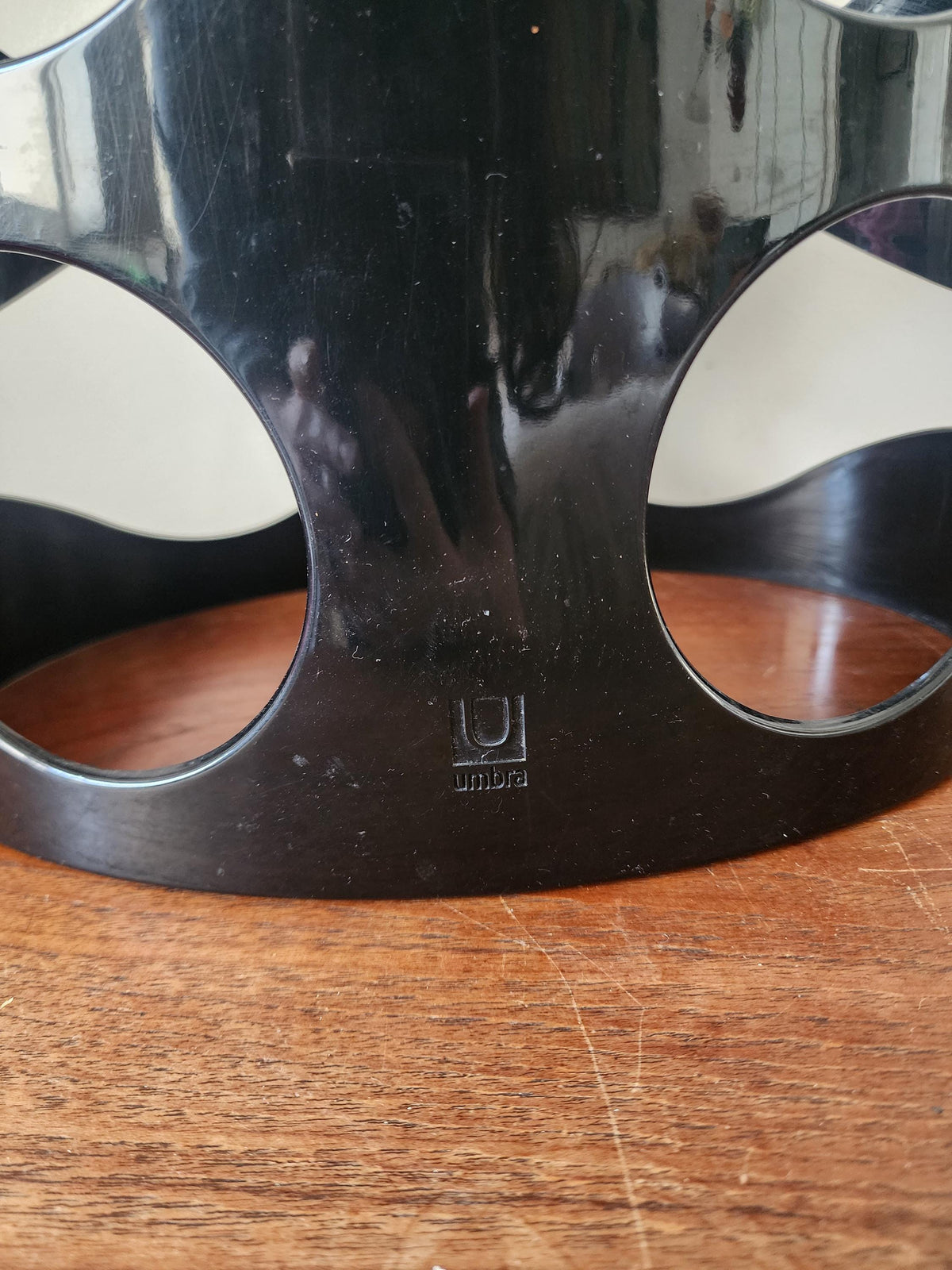 Vintage Umbra Black Plastic Wine Rack, Mid Century Modern Bottle Holder, Space Age Wine Storage, Sculptural Barware Rack