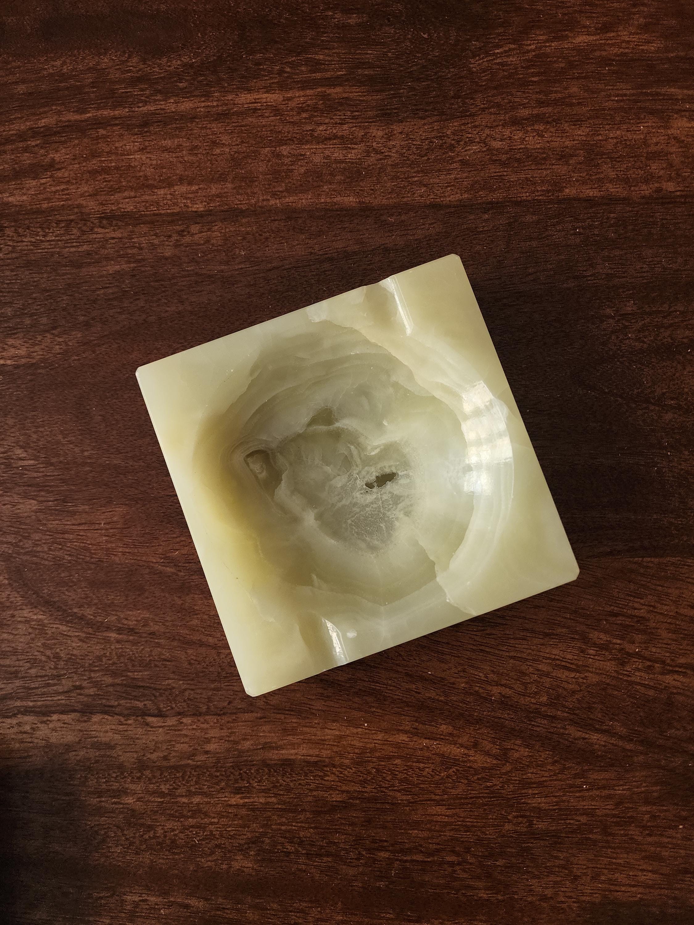 Vintage Mid Century Green Onyx Ashtray