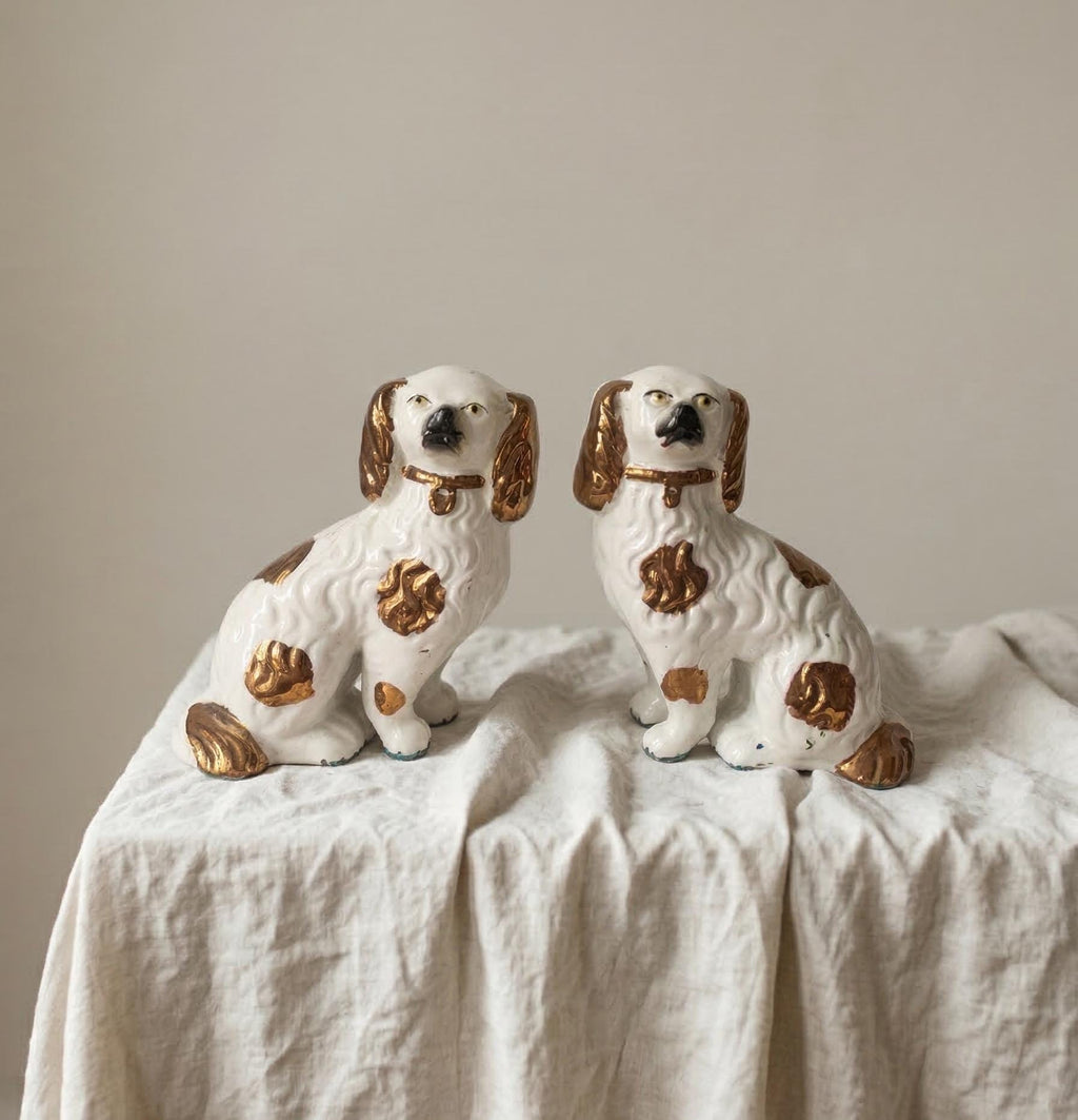 Vintage Staffordshire Spaniel Dog Figurines Pair
