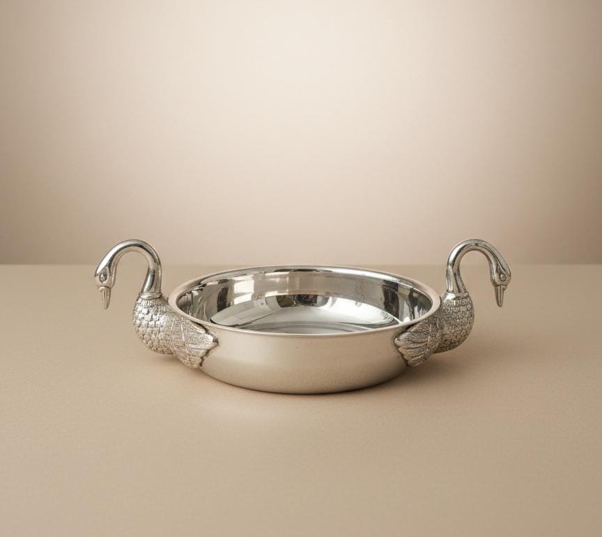 Vintage Silver Plated Swan Handle Bowl, Art Deco Decorative Dish, Hollywood Regency Centerpiece, Elegant Table Decor