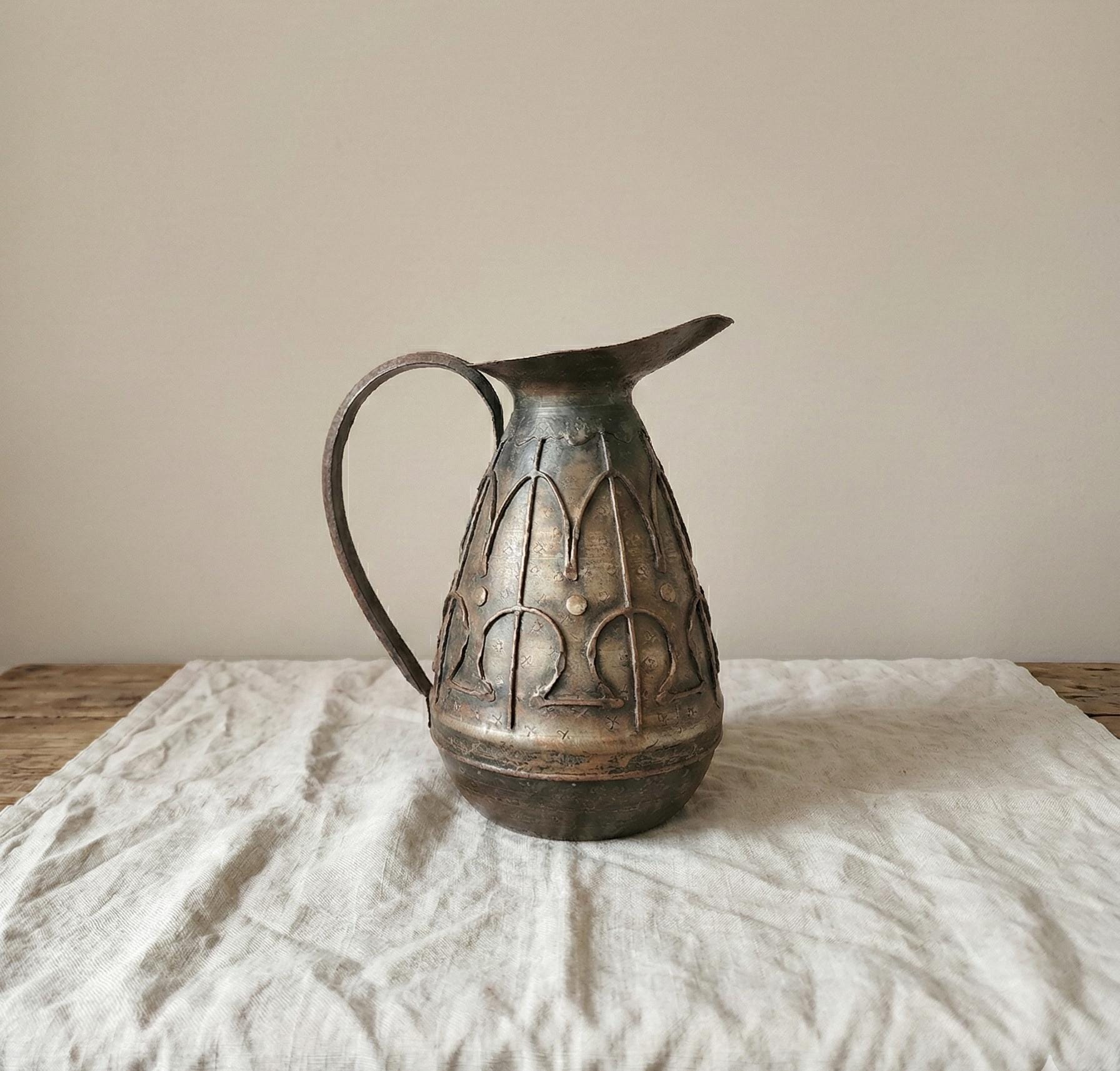 Vintage Hammered Metal Jug
