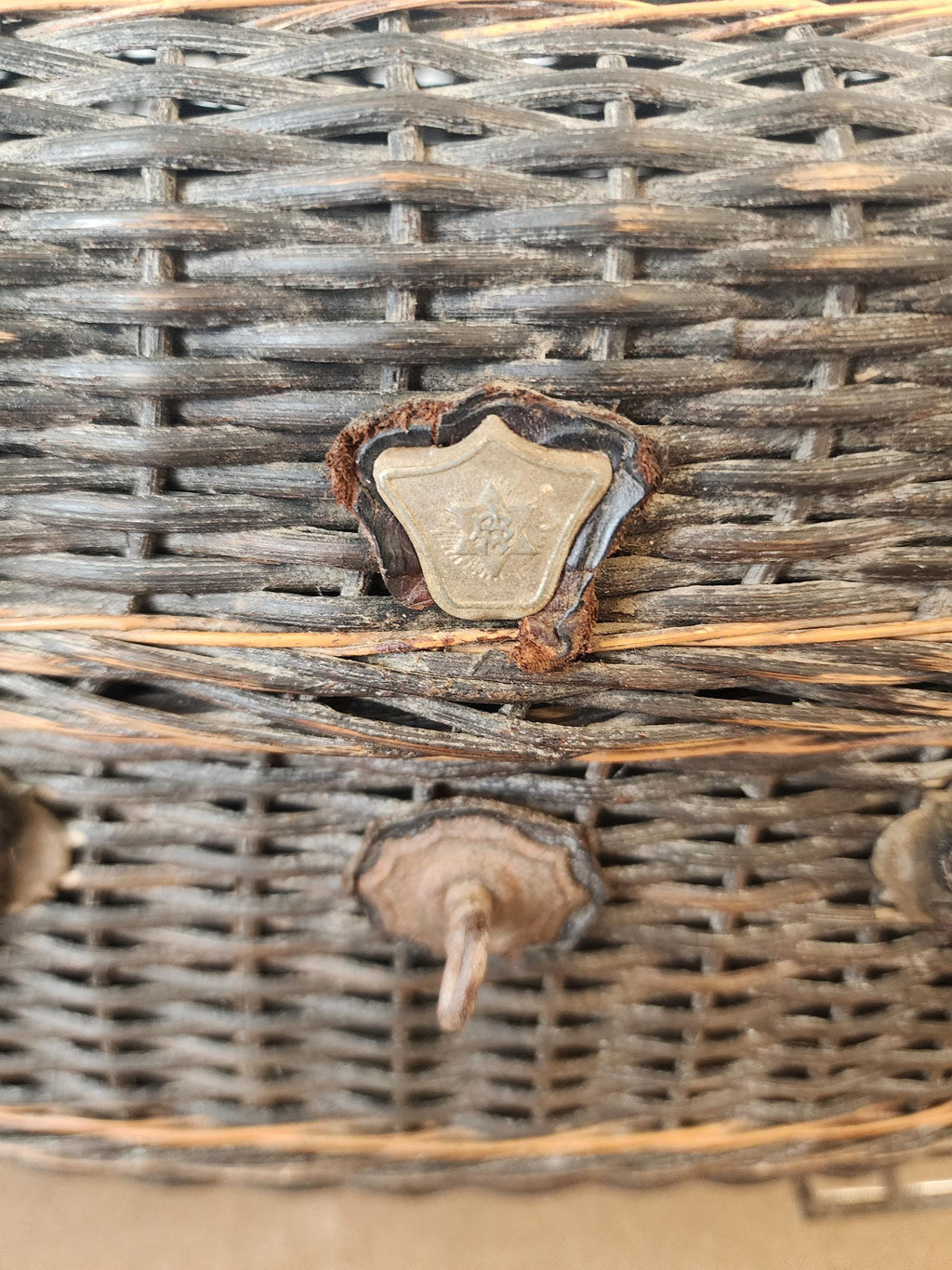 Antique French Bressan Wicker Basket, 19th Century Rustic Market Basket, Braided Handle Creel