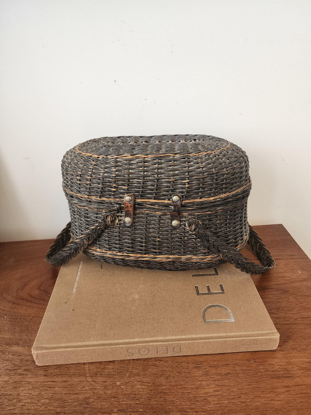 Antique French Bressan Wicker Basket, 19th Century Rustic Market Basket, Braided Handle Creel