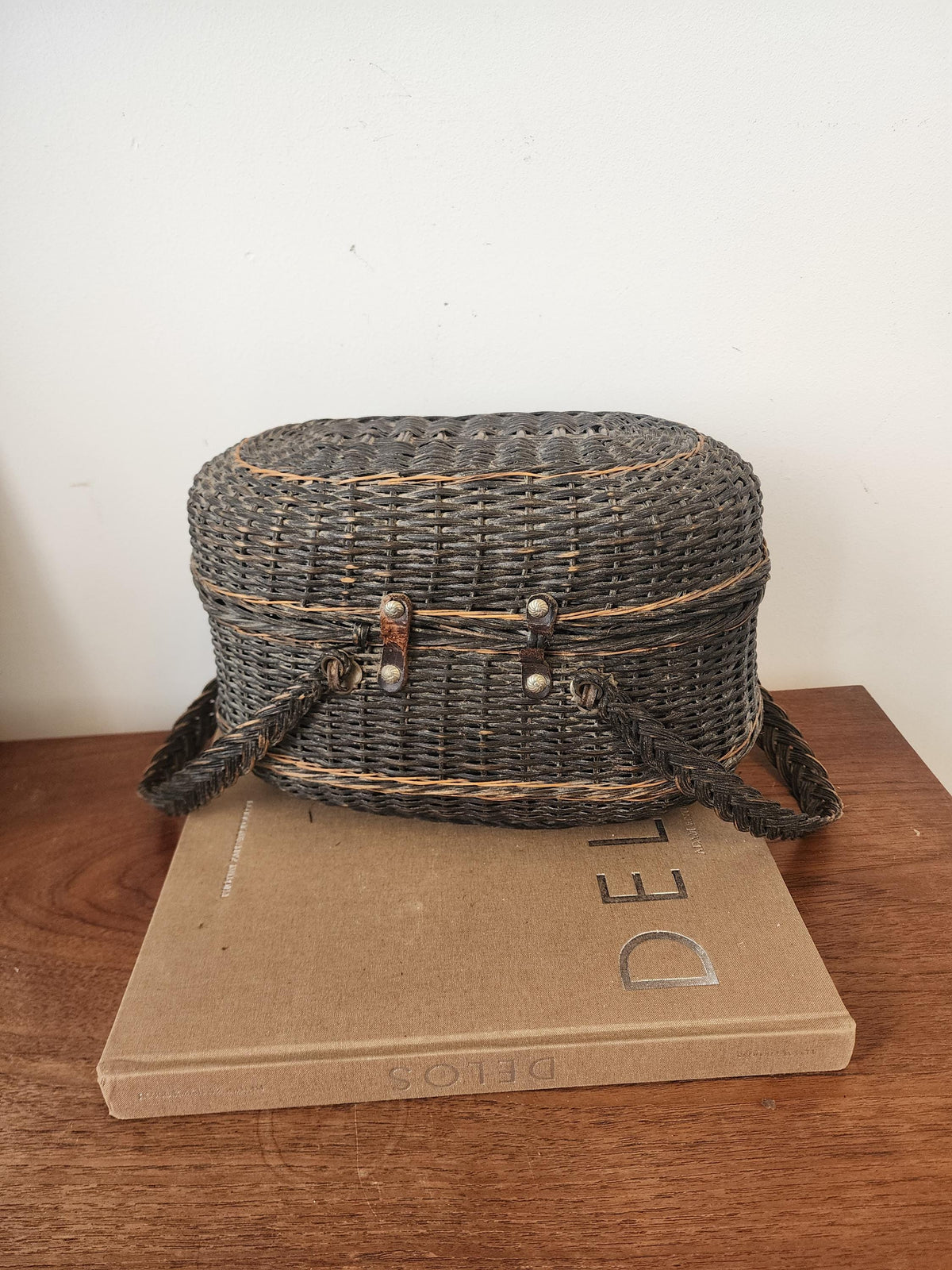 Antique French Bressan Wicker Basket, 19th Century Rustic Market Basket, Braided Handle Creel