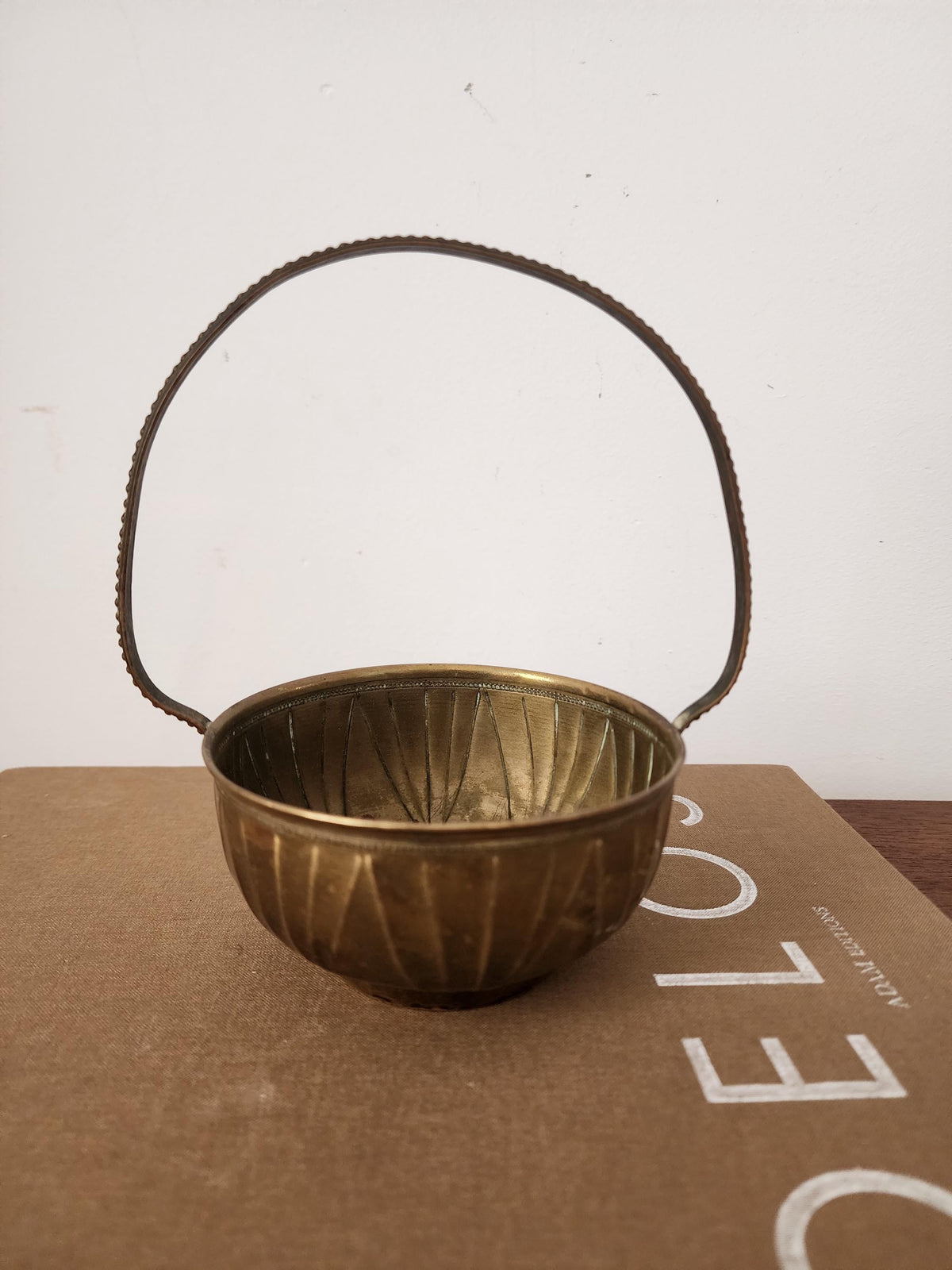 Vintage Brass Sugar Bowl with Tongs, French Style Brass Basket, Hollywood Regency Table Decor