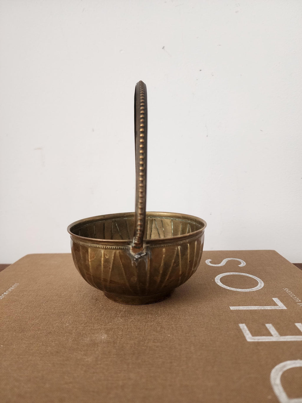 Vintage Brass Sugar Bowl with Tongs, French Style Brass Basket, Hollywood Regency Table Decor