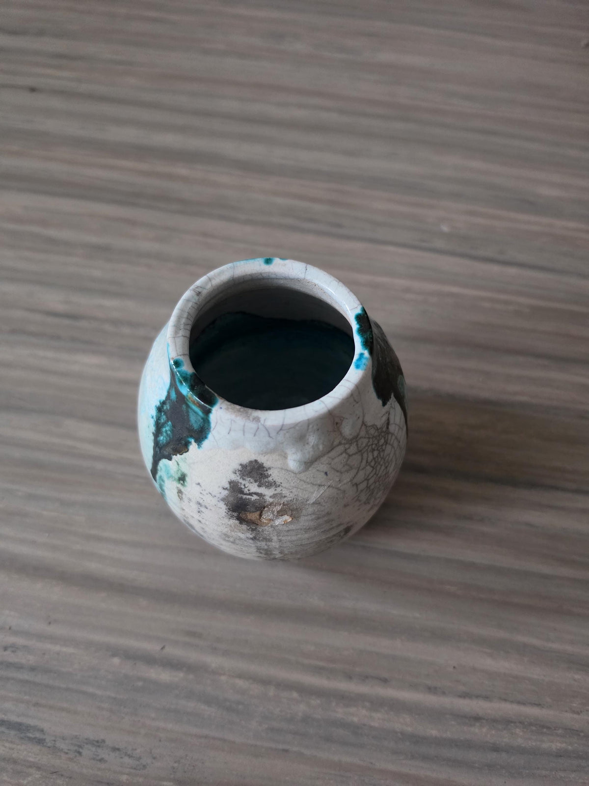 Vintage Studio Pottery Vase Raku Glaze Drip Ceramic Vessel Mid Century Modern Organic Form Art Pottery Bud Vase