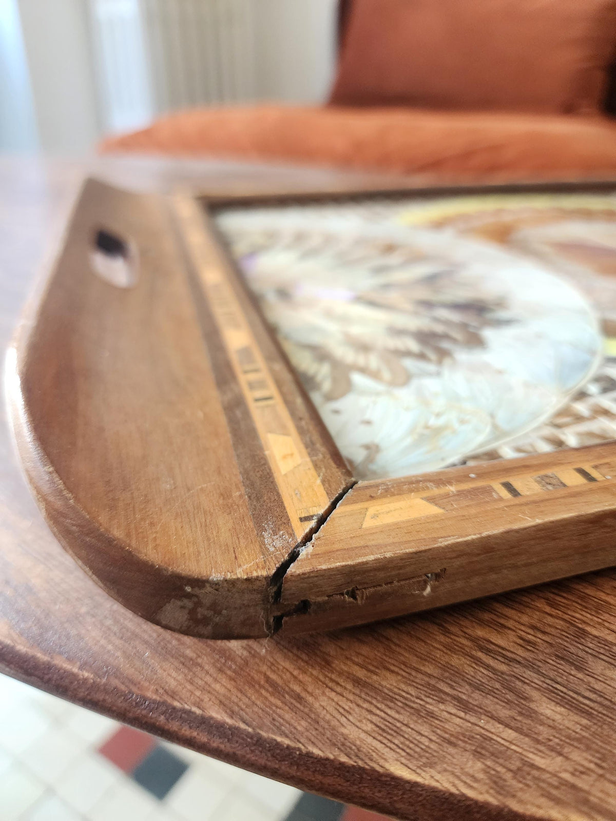 RARE Vintage Butterfly Wing Tray | Vintage Brazilian Butterfly Wing Tray | Real Butterfly Mosaic Under Glass | Mid Century Wood Serving Tray