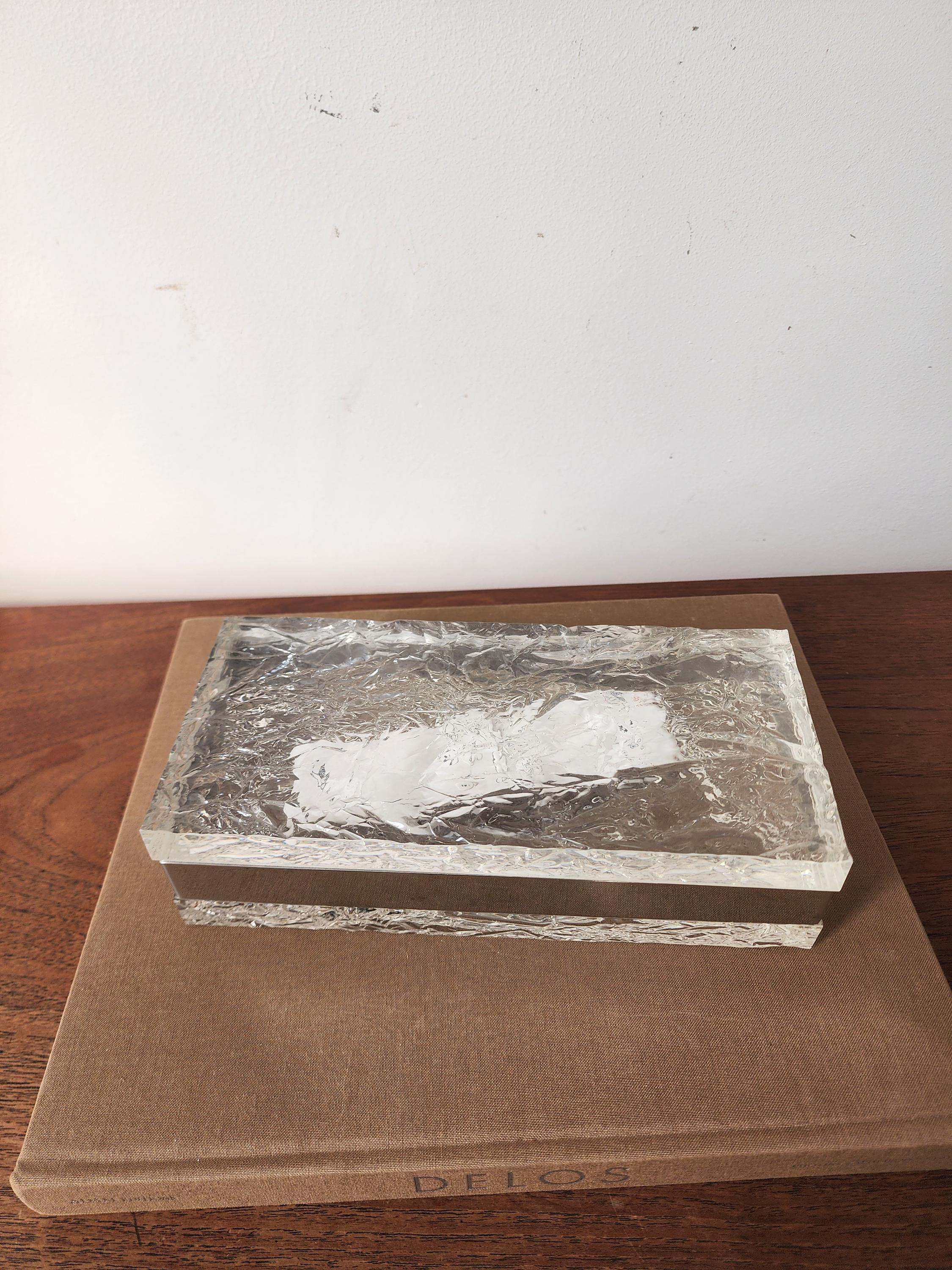 Willy Rizzo Style Lucite Ice Box, Mid Century Modern Lucite Chrome Decorative Box, Hollywood Regency Jewelry Box, Vintage Modernist Desk Box
