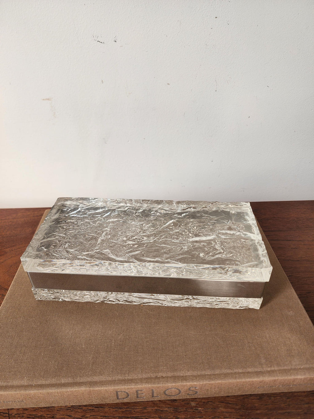 Willy Rizzo Style Lucite Ice Box, Mid Century Modern Lucite Chrome Decorative Box, Hollywood Regency Jewelry Box, Vintage Modernist Desk Box