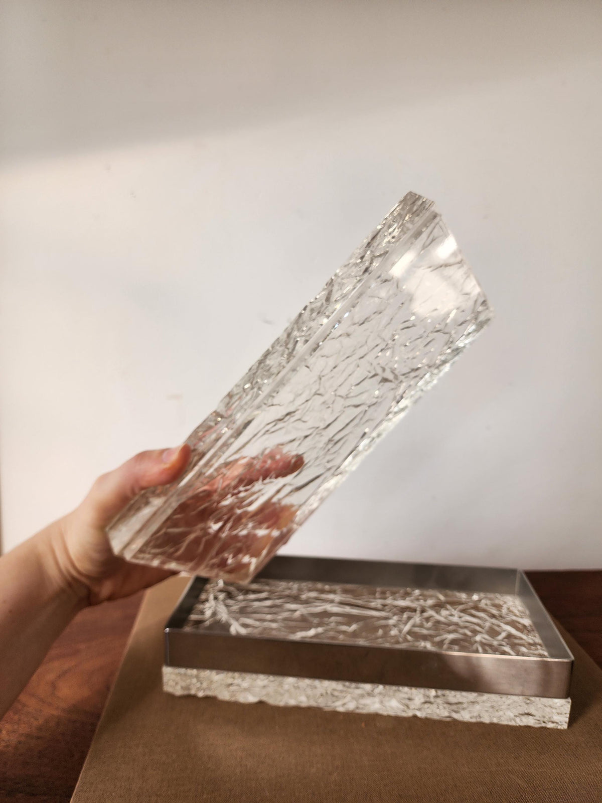 Willy Rizzo Style Lucite Ice Box, Mid Century Modern Lucite Chrome Decorative Box, Hollywood Regency Jewelry Box, Vintage Modernist Desk Box