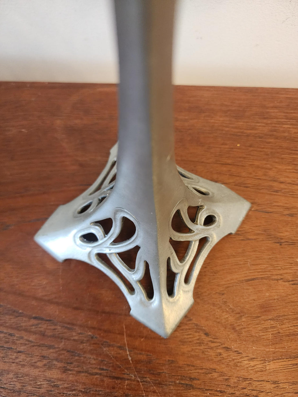 Pair Art Nouveau Pewter Candelabra Candle Holders, Vintage Two Arm Candlesticks Set, Decorative Gothic Revival Table Candle Holders