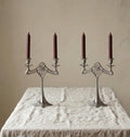 Vintage Pair Art Nouveau Pewter Candelabra Candle Holders