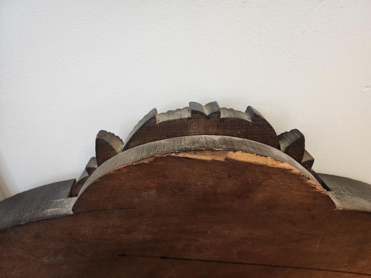 Vintage Carved Wood Furniture Pediment Crest, French Style Architectural Applique, Ornate Laurel Wreath Furniture Topper Decor