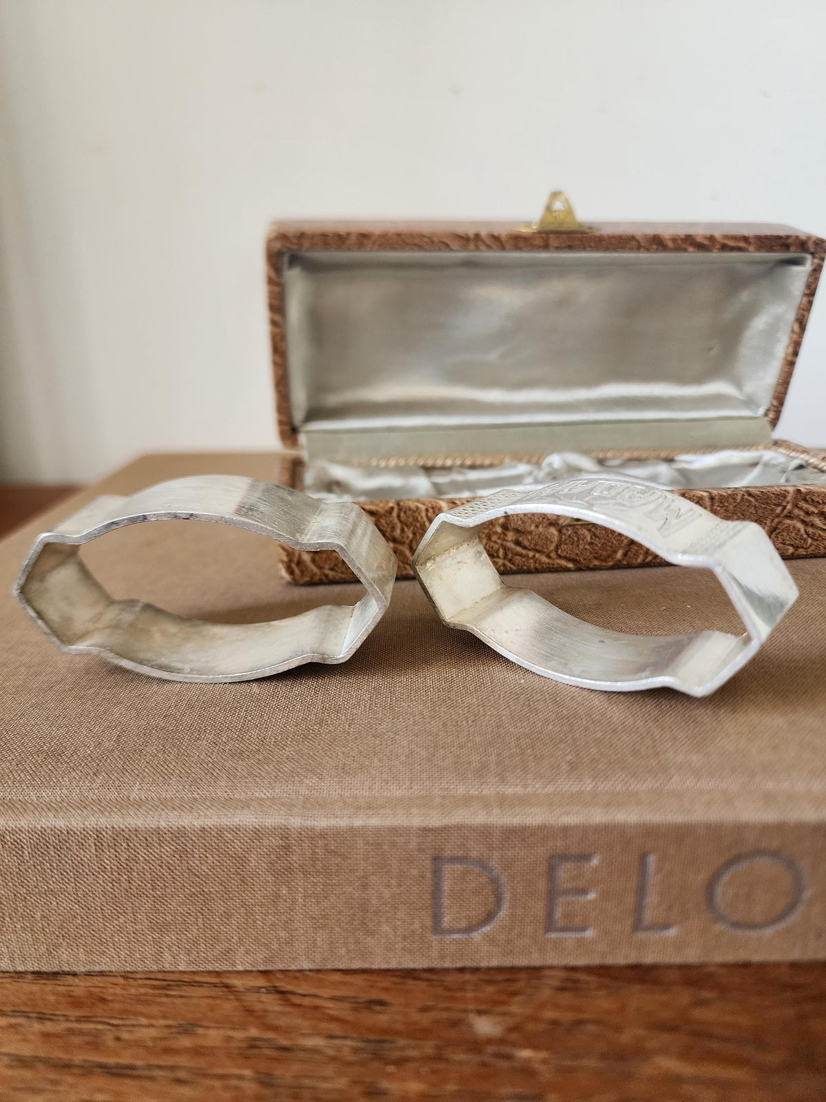 Vintage Monsieur Madame Napkin Rings with Box, French Silver Tone Napkin Holders Set, Romantic Table Setting, Wedding Table Decor