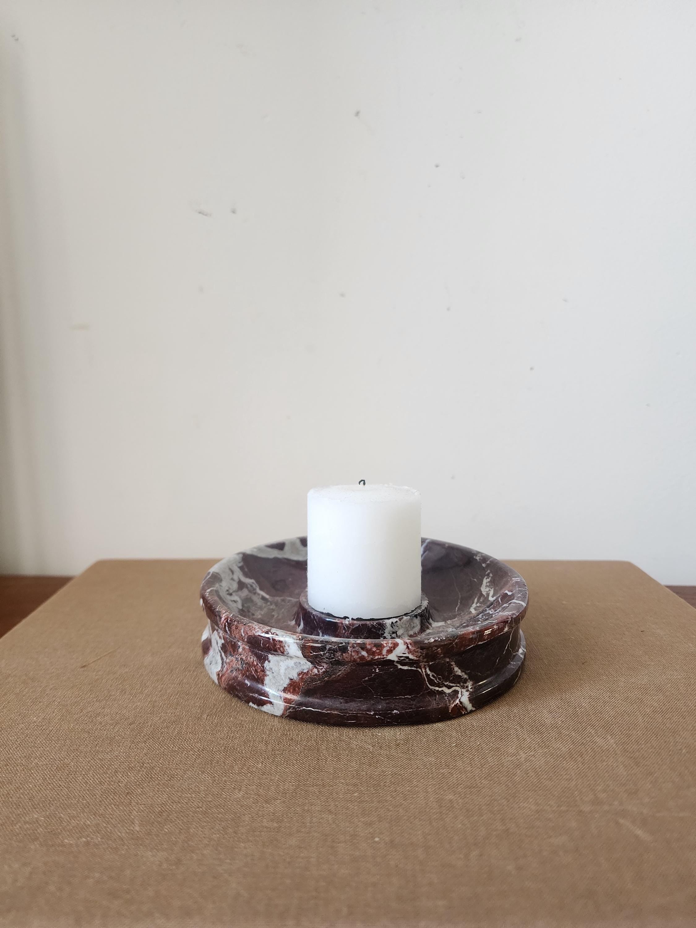 Vintage Red Marble Ashtray, Mid Century Stone Ash Tray, Heavy Marble Catchall Dish, Smoking Table Decor Desk Tray