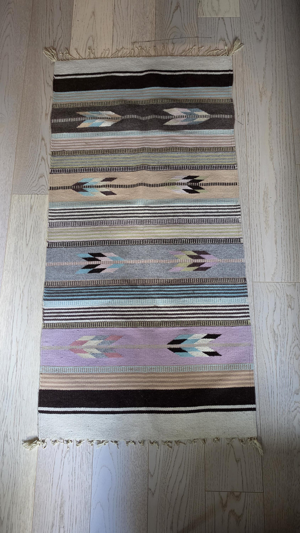 Vintage Southwestern Woven Rug Runner Pastel Geometric Tribal Textile Boho Hallway Carpet 60 Inch