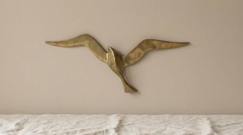 Vintage Brass Seagull Wall Sculpture