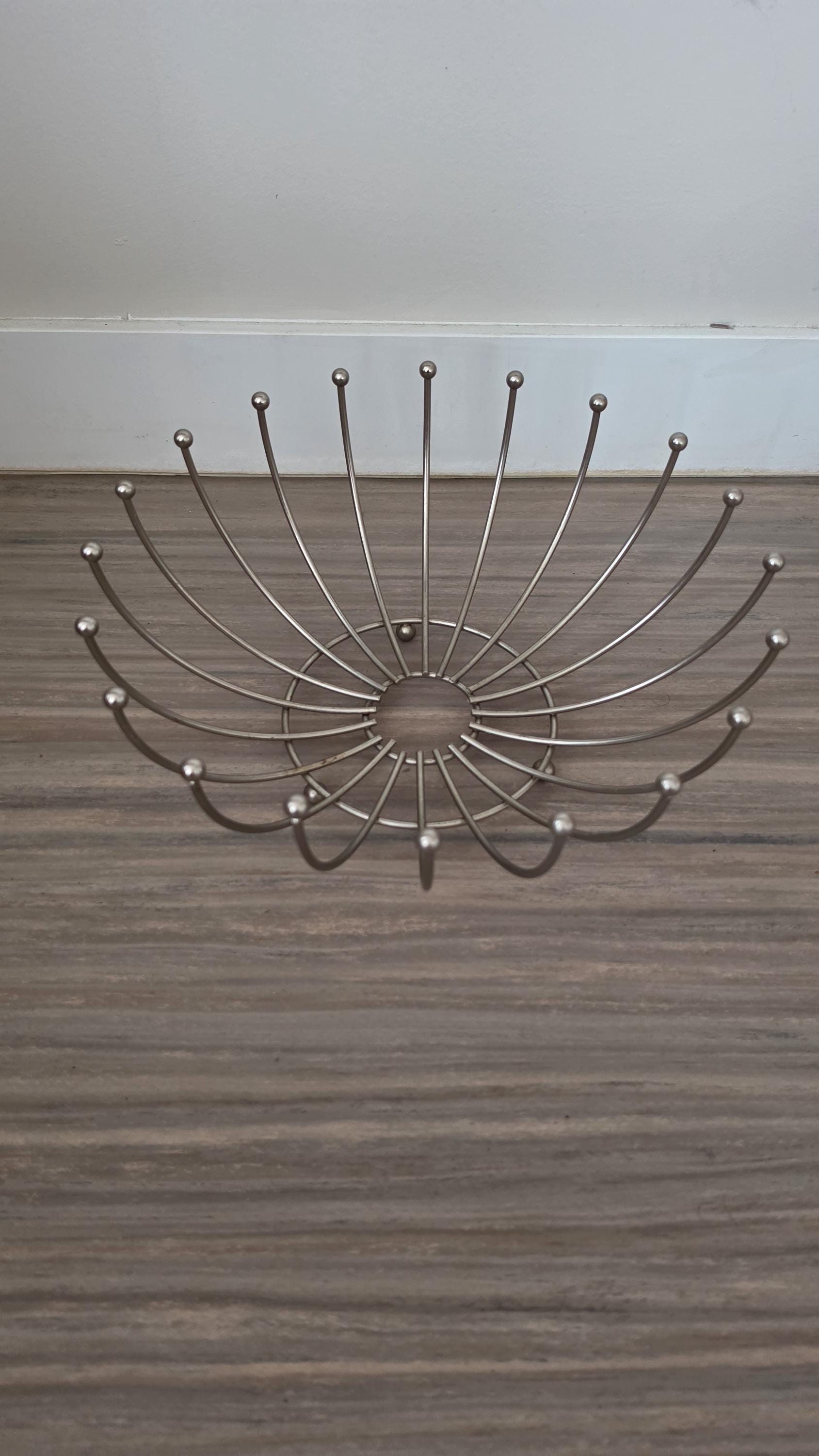 Mid-Century Modern Sputnik Fruit Bowl | 1960s Atomic Wire Basket with Colorful Balls | Retro Pop Art Table Centerpiece