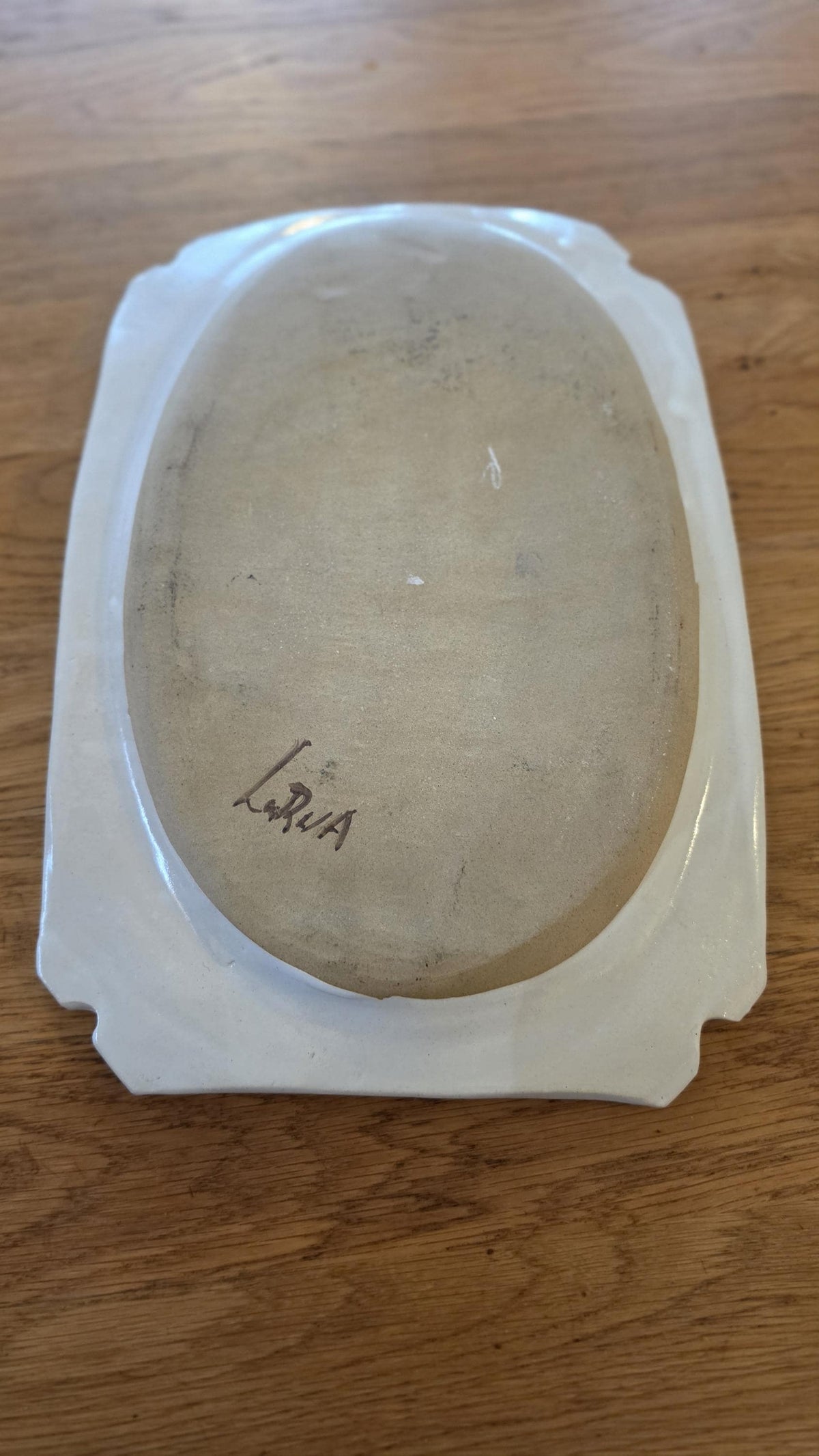 Lorna Smith Pike Place Market Studio Pottery Platter Signed Hand Painted Abstract Ceramic Art Tray