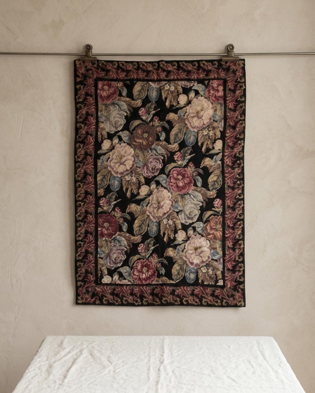 Large Vintage Floral Needlepoint Rug