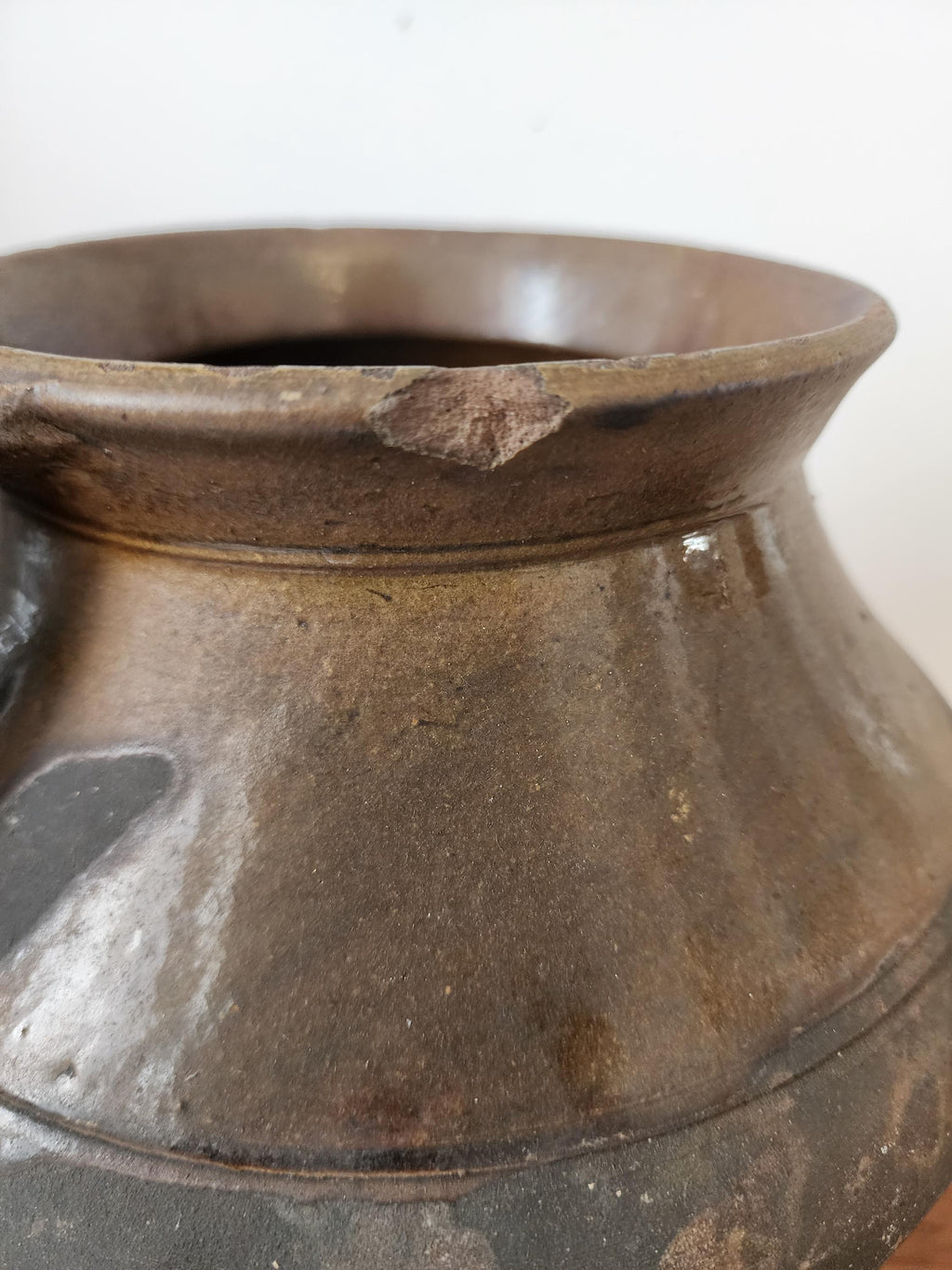 Antique Rustic Terracotta Pot with Handles, European Earthenware Vessel, Wabi Sabi Clay Jar, Primitive Farmhouse Decor, Aged Patina