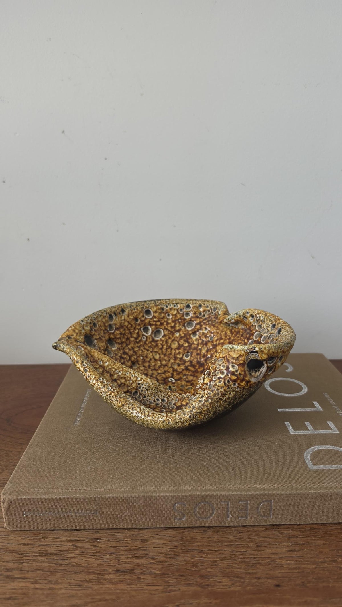 Vintage French Ceramic Bowl, Émaux des Terres Noires, Lava Glaze Studio Pottery, Mid Century Organic Dish, Brutalist Decor