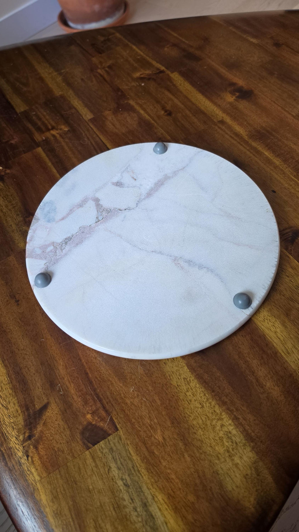 Vintage Marble Tray with Metal Handle, Round Stone Serving Platter, Italian Style Cheese Board, Decorative Marble Dish, Seagull 1995
