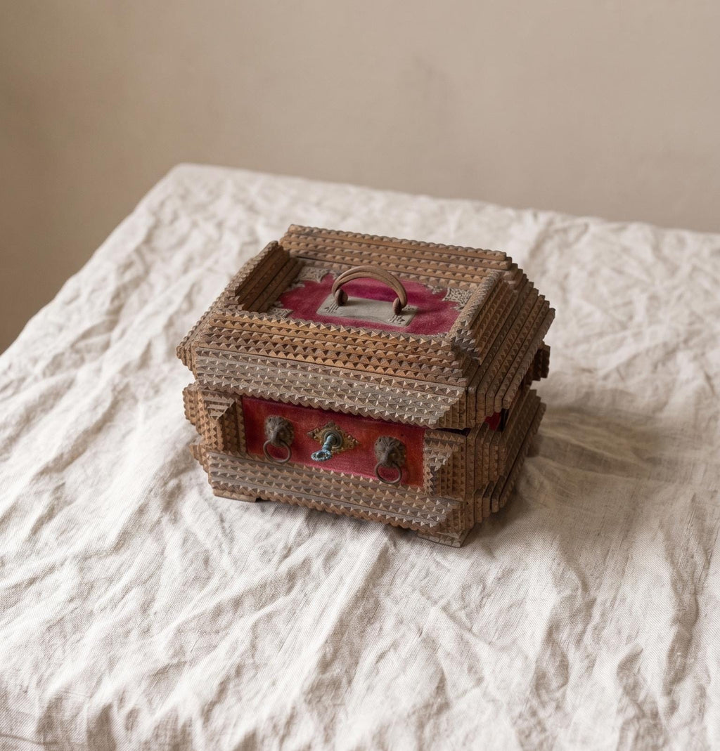 Antique Tramp Art Jewelry Box