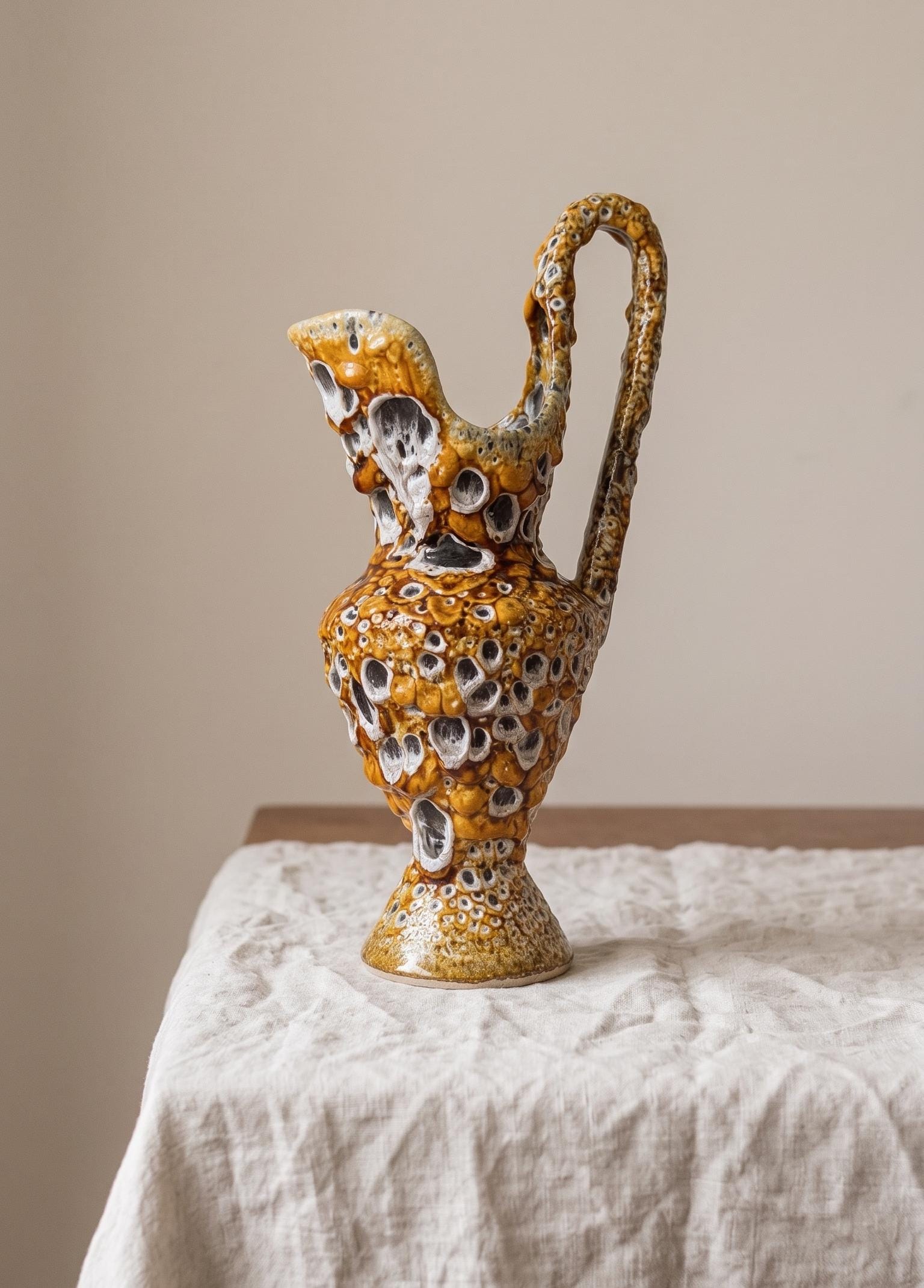 Vintage West German Fat Lava Ewer Vase