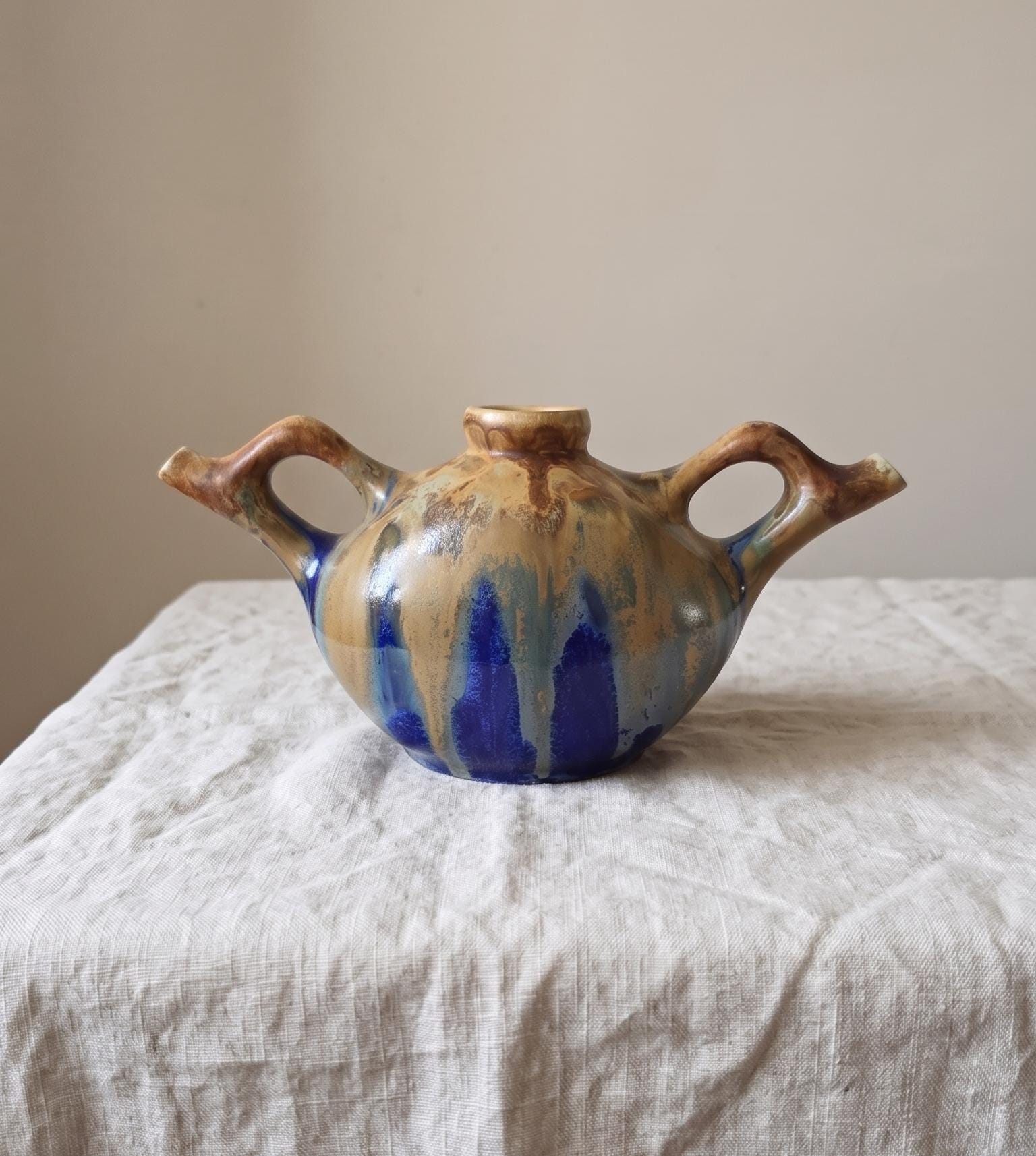 Vintage French Studio Pottery Vase Signed Gilbert Méténier