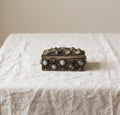 Antique Folk Art Silverplate Jewelry Box with Agate Cabochons