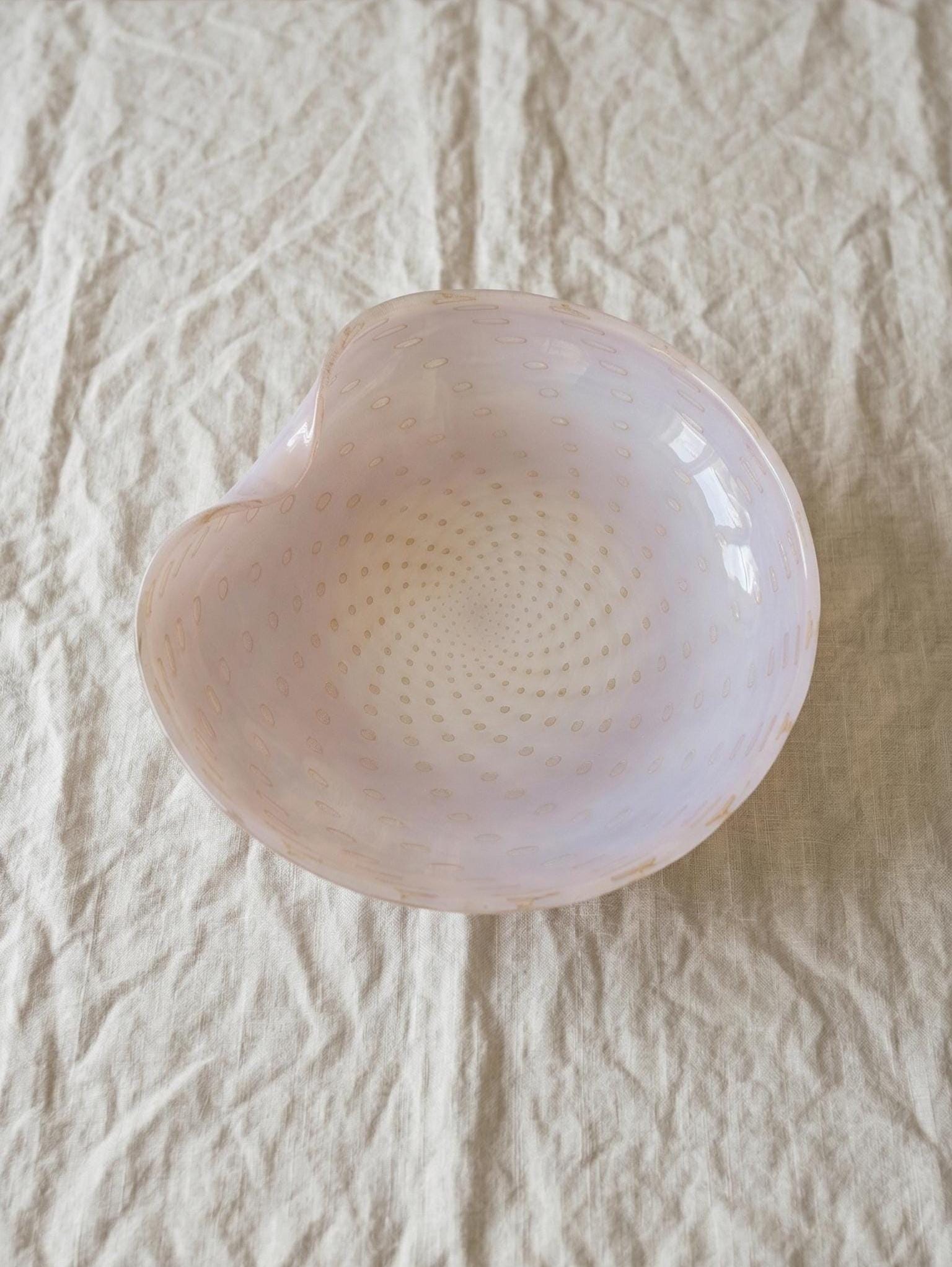 Vintage Murano Barbini Pink Gold Bullicante Glass Bowl
