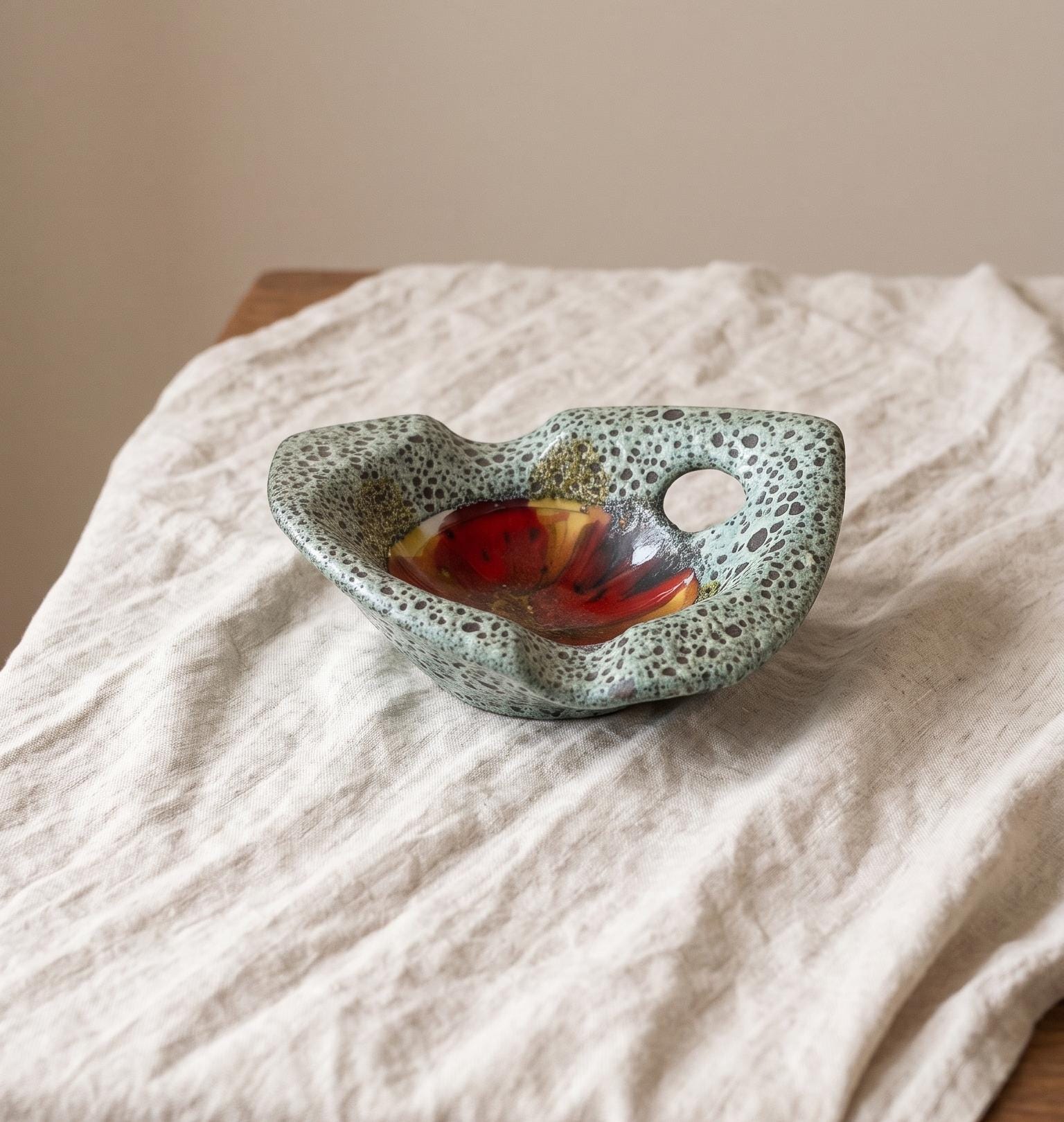 Vintage Vallauris Style Lava Glaze Bowl
