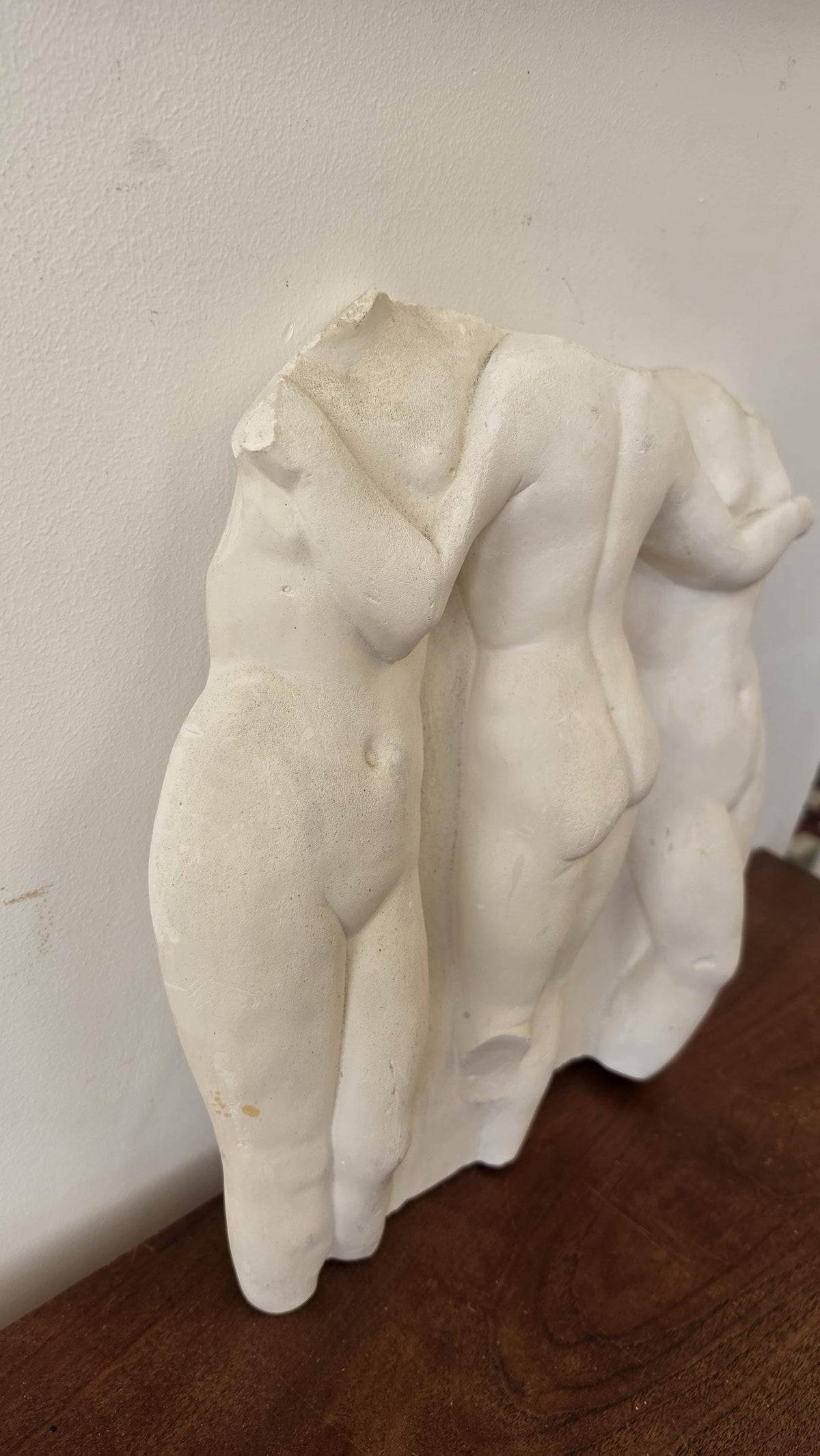Vintage Plaster Nude Relief Sculpture, Three Graces Wall Art, Figurative Female Body Wall Hanging, Mid Century Modern Art Decor