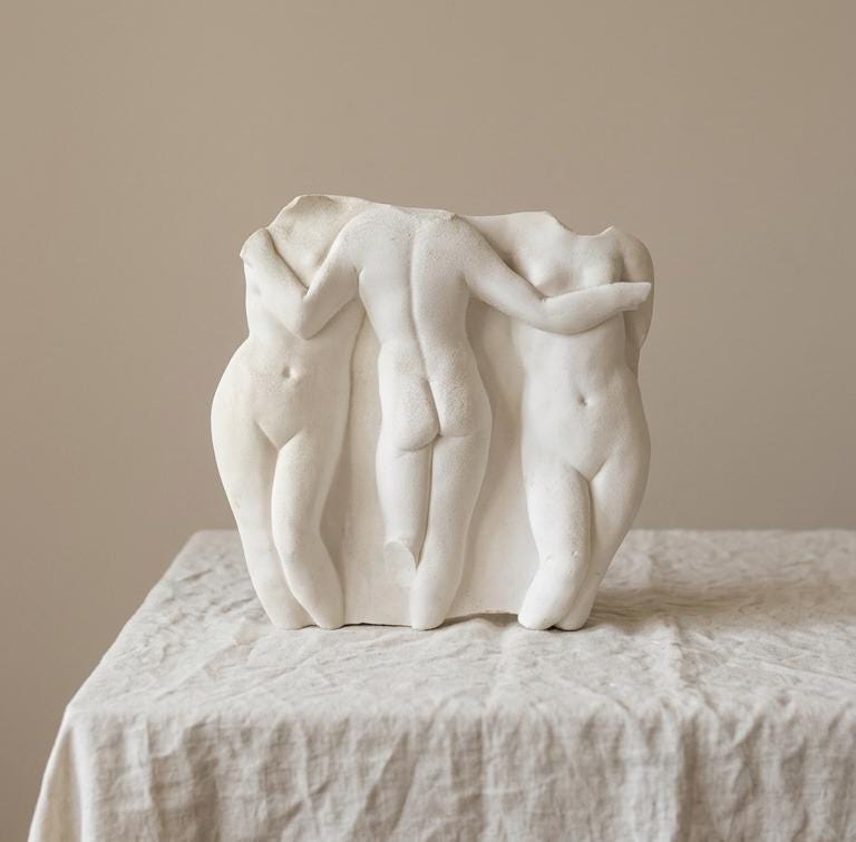 Vintage Plaster Nude Relief Sculpture