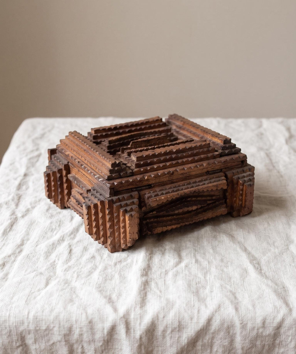 Vintage Tramp Art Wooden Box