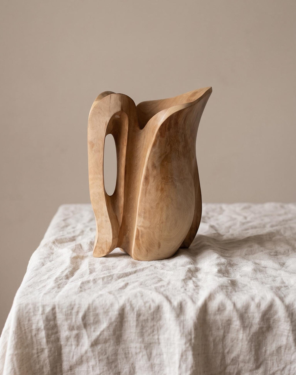Vintage Hand Carved Wooden Pitcher Vase
